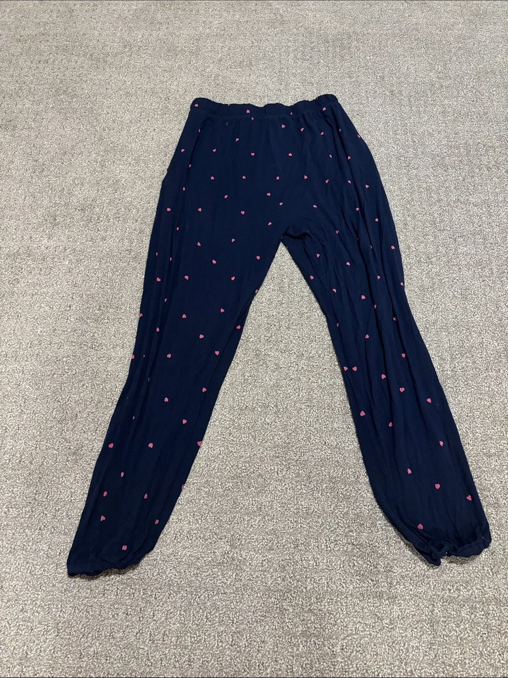 LOFT Navy Pajama Bottoms with Pink Heart Print